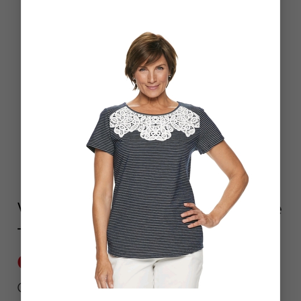 Croft &Barrow Lace Trim Tee